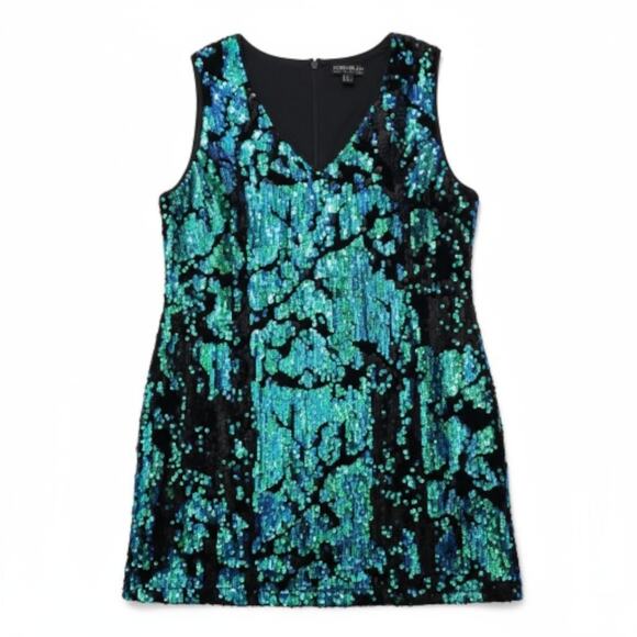 Forever 21 Mini Dress Sequin Plus 2X Green Iridescent Holiday Christmas NY Party - Picture 5 of 16